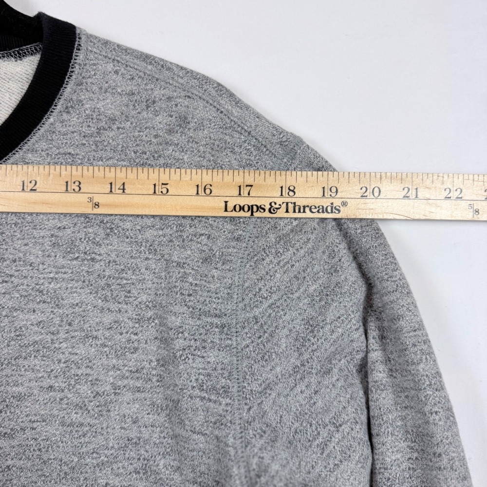 Gap Mens Fleece Zip Crew Sweatshirt Heather Grey Black Medium - Picture 6 of 9